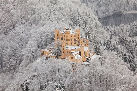 Hohenschwangau Castle in Winter Landscape Stock Image - Image of orange, munich: 63284545