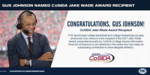 Gus Johnson Named 2021 Jake Wade Award Recipient - Fox Sports Press Pass