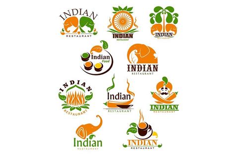 Indian food restaurant icons