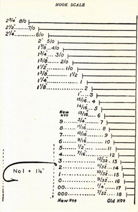 Printable Fishing Hook Size Chart