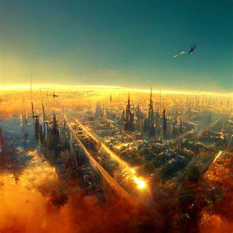 flying city, sci fi, hd, ultra realistic, seen from | Midjourney | OpenArt