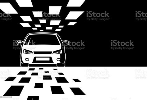 Black And White Car Silhouette With Copyspace Stock Illustration ...