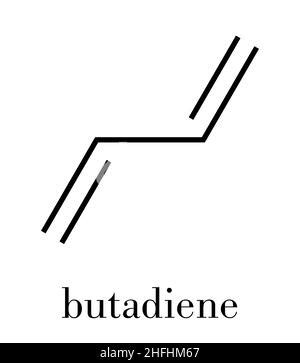 Polybutadiene (butadiene rubber) polymer, chemical structure. Used in manufacture of tires, golf ...