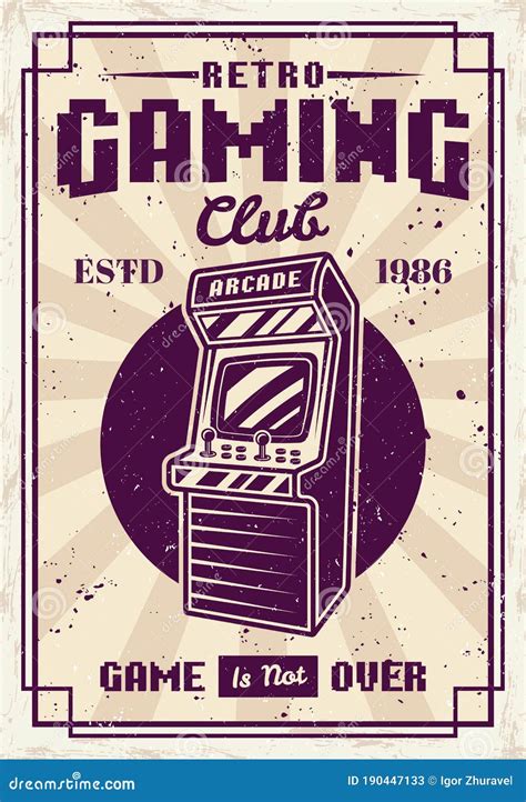 Retro Gaming Club Retro Poster with Arcade Machine Stock Vector ...