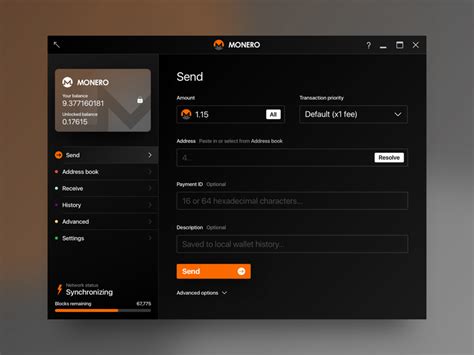 Monero Wallet GUI by Christoph Ono on Dribbble