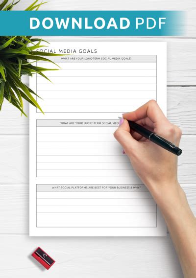 Download Printable Social Media Goals Template PDF