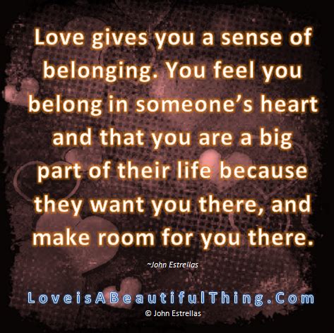 a "sense of belonging", is a very different thing, than 'belonging to ...