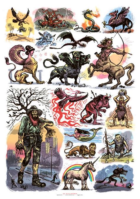 Poster Bestiary Mythical Creatures Greek Myth Legend - Etsy Ireland