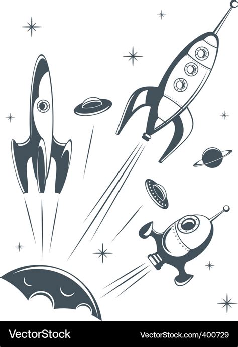 Retro spaceship Royalty Free Vector Image - VectorStock