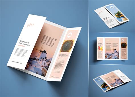 Free A4 Single-Gate Fold Brochure Mockup PSD Set - Good Mockups