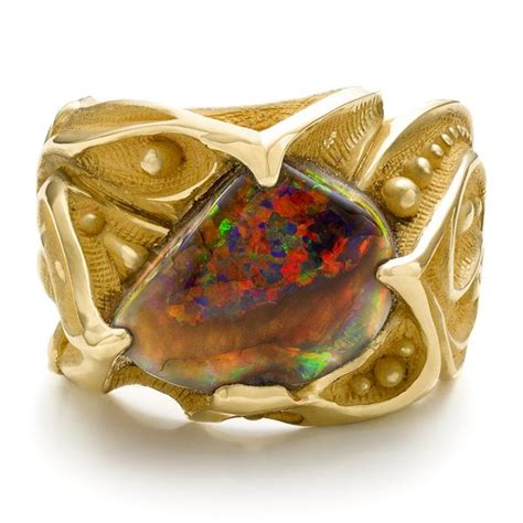 Custom Men's Black Opal Ring #100574 - Seattle Bellevue | Joseph Jewelry