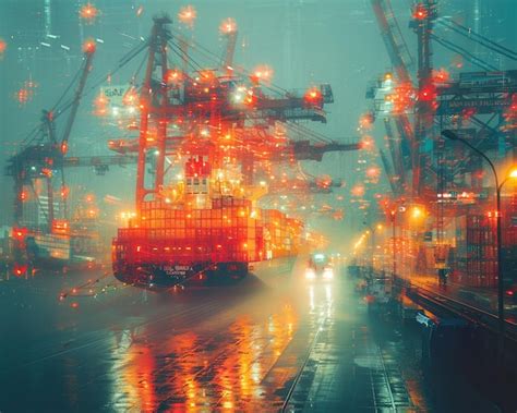 Premium Photo | Bustling commercial port with cargo ships and cranes