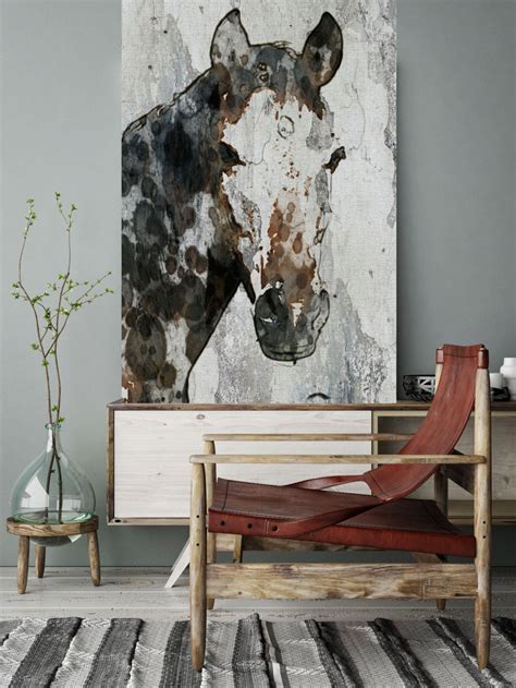 Horse Portrait. Extra Large Horse, Unique Horse Wall Decor, Brown Black White Rustic Horse ...