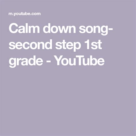 Calm Down Song Kindergarten Second Step