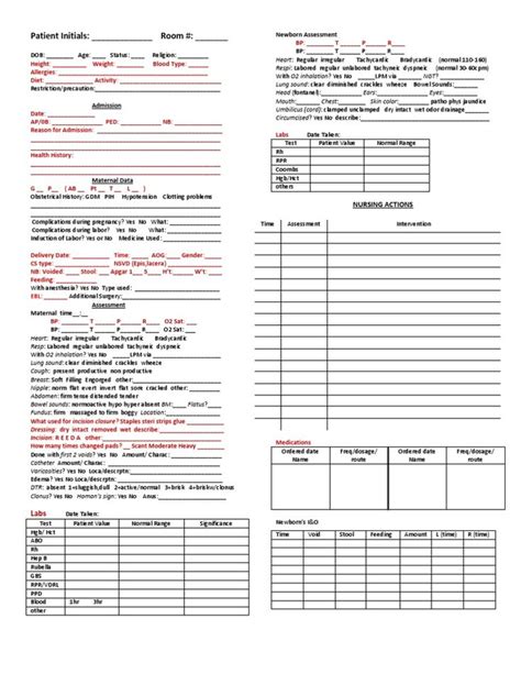 Postpartum Assessment Sheet | Newborn assessment, Nurse brain sheet ...