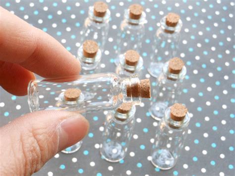 20 Mini Glass Bottles With Corks 15x44mm - Etsy