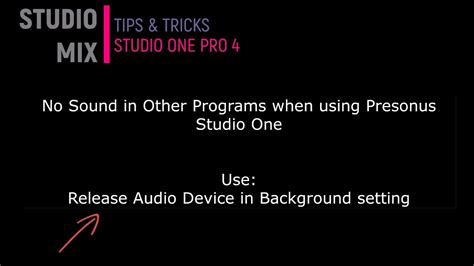 Studio One 4 Tips%Tricks Release Audio Device in Background - YouTube