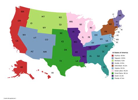 The 10 States of America (5 states per state) : r/MapPorn