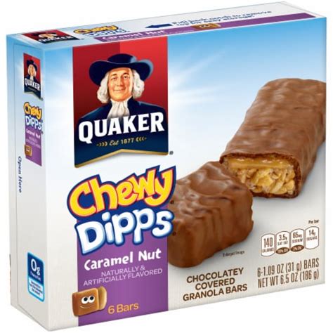 Quaker Chewy Dipps Caramel Nut Chocolate Covered Granola Bars, 6 ct / 1.09 oz - QFC