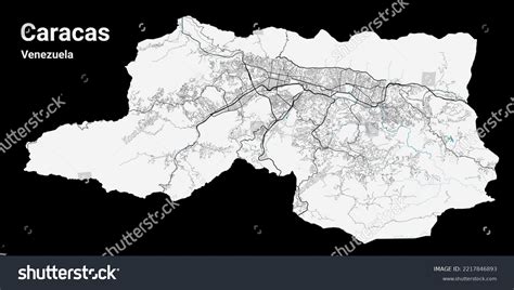 Mapa de Caracas. Mapa detallado del: vector de stock (libre de regalías) 2217846893 | Shutterstock