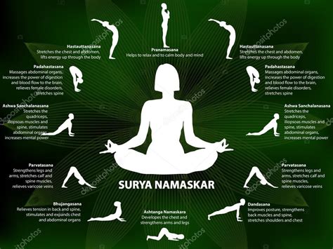 Yoga infographics, Surya Namaskar sequence