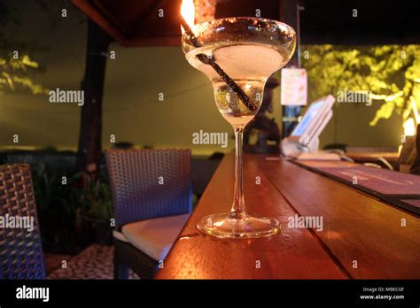 Margarita on Beach Bar at Night Stock Photo - Alamy