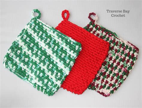 Crochet Double Sided Potholder | Crochet potholder patterns, Easy crochet, Potholder patterns