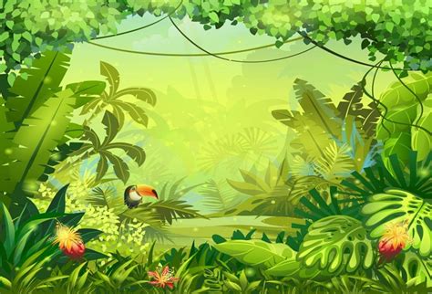 Laeacco Artistic Cartoon Jungle Rainforest Backdrop: Amazon.co.uk: Camera & Photo