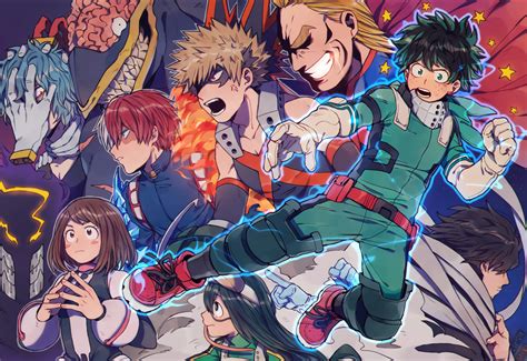 Anime My Hero Academia Izuku Midoriya All Might Katsuki Bakugou Tsuyu ...