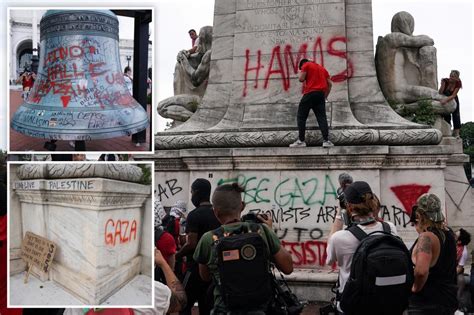 Liberty Bell replica defaced with pro-Hamas symbols - LetsRun.com