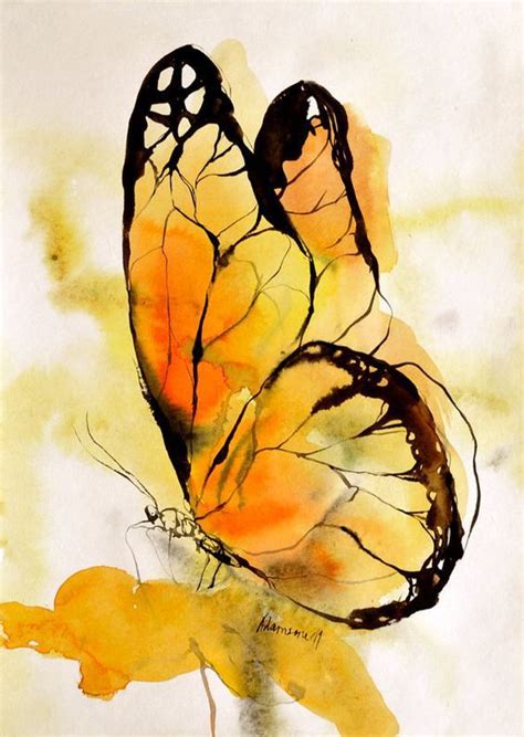 Yellow butterfly watercolor painting original by alisaadamsoneart – Artofit