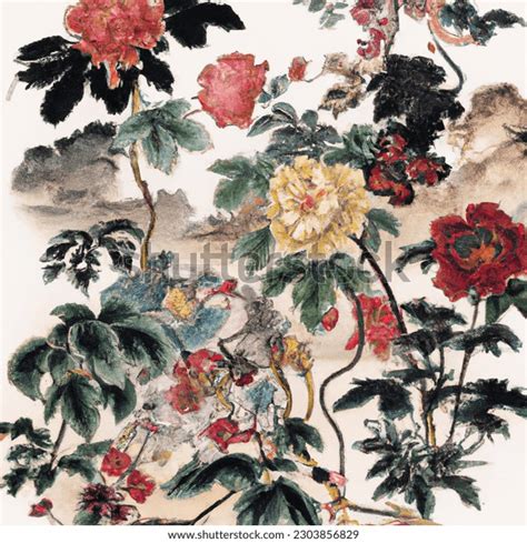 Flower Garden Style Japanese Ink Art AI-generated image 2303856829 ...