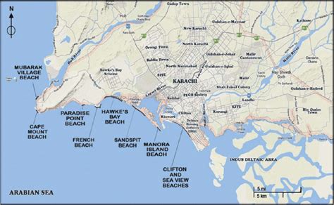 Names and locations of the main beaches in Karachi, Pakistan ...