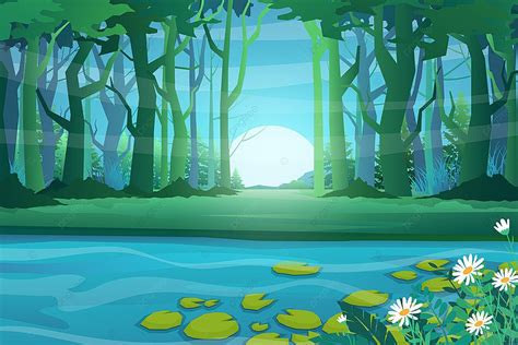 The Nature Scene Of Forest And Pond With Lotus Background, Nature ...