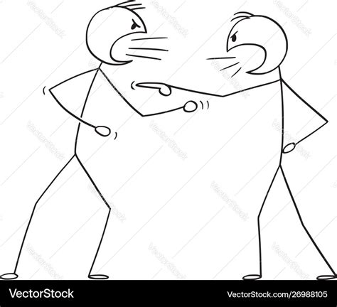 Cartoon two angry men arguing or fighting Vector Image