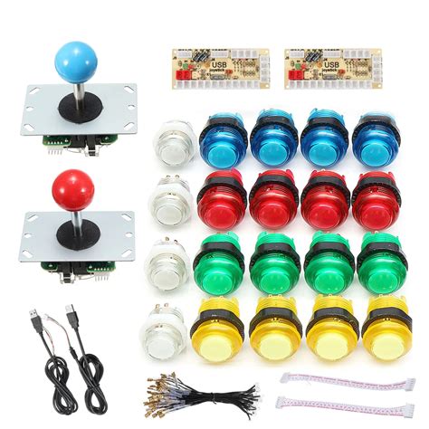 2 Players DIY Arcade Joystick Kits With 20 LED Arcade Buttons + 2 ...