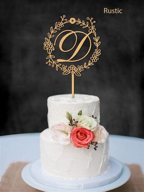 Rustic Wedding Cake Topper, Monogram Cake Topper, Letter D Cake Topper, Initial Cake Topper, Cus ...