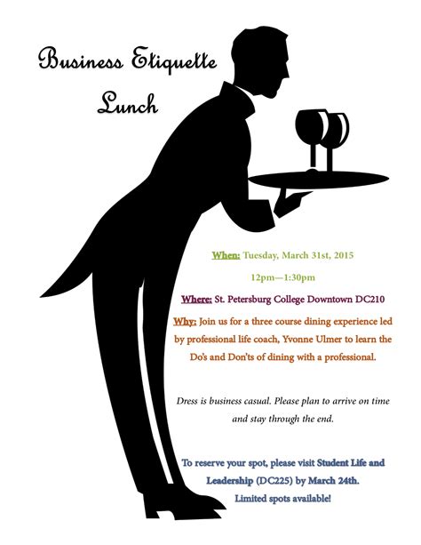 Business Etiquette Lunch at Downtown campus March 31st - Careers ...