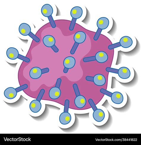 Sticker design with coronavirus or virus sign Vector Image