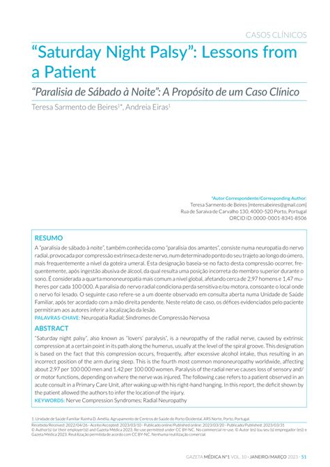 (PDF) “Saturday Night Palsy”: Lessons from a Patient