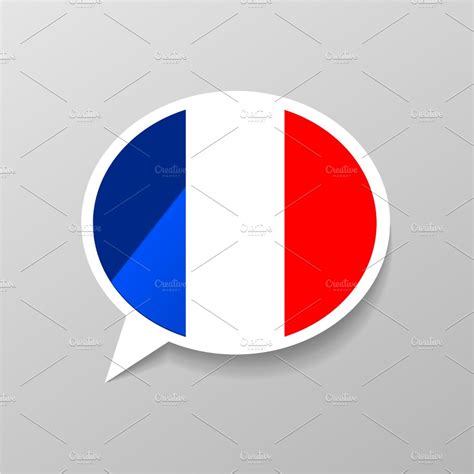 Speech bubble with french flag | Photoshop Graphics ~ Creative Market