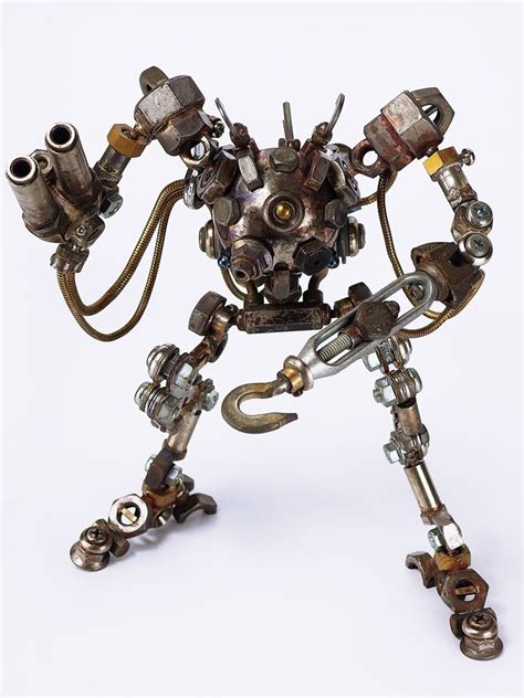 a robot made out of various metal parts