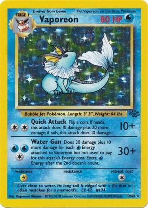 Pokemon Jungle Single Card Rare Holo Vaporeon 12 - ToyWiz