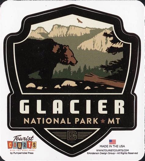 Glacier, National Park, Montana, National Parks Emblem Sticker 008889 ...