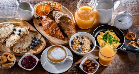 Breakfast Served with Coffee, Eggs, Cereals Nd Croissants Stock Photo - Image of orange, hotel ...