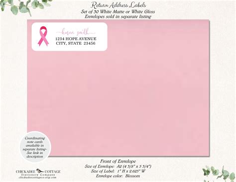 Personalized Return Address Labels Breast Cancer Set of 30 | Etsy