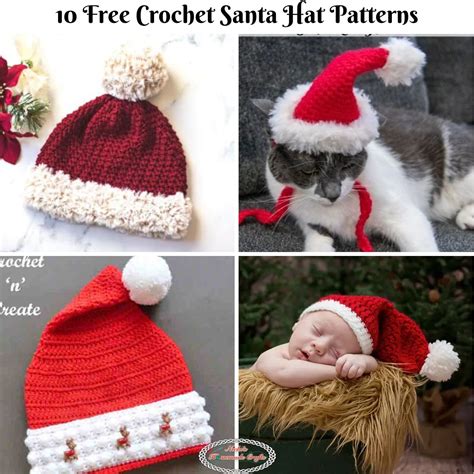 10 Easy Free Crochet Santa Hat Patterns for Christmas - Nicki's ...