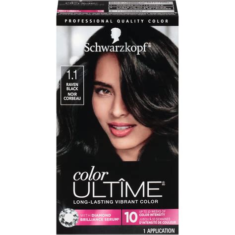 Schwarzkopf Color Ultime Permanent Hair Color Cream, 1.1 Raven Black ...