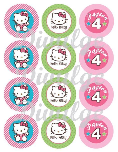 Personalized Hello Kitty Cupcake Toppers DIY Printable by Divulge, $10. ...