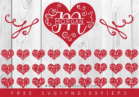 Heart Monogram FREE SVG, PNG, DXF & EPS by Caluya Design